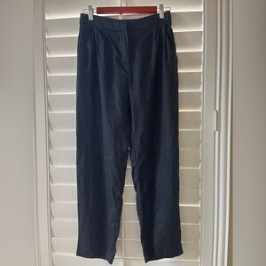 Mango Black 100% Linen-Blend Ankle Pants